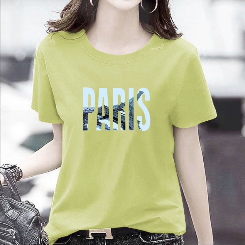 Áo thun cotton ngắn tay dáng rộng cỡ lớn thời trang cho phụ nữ trung niên