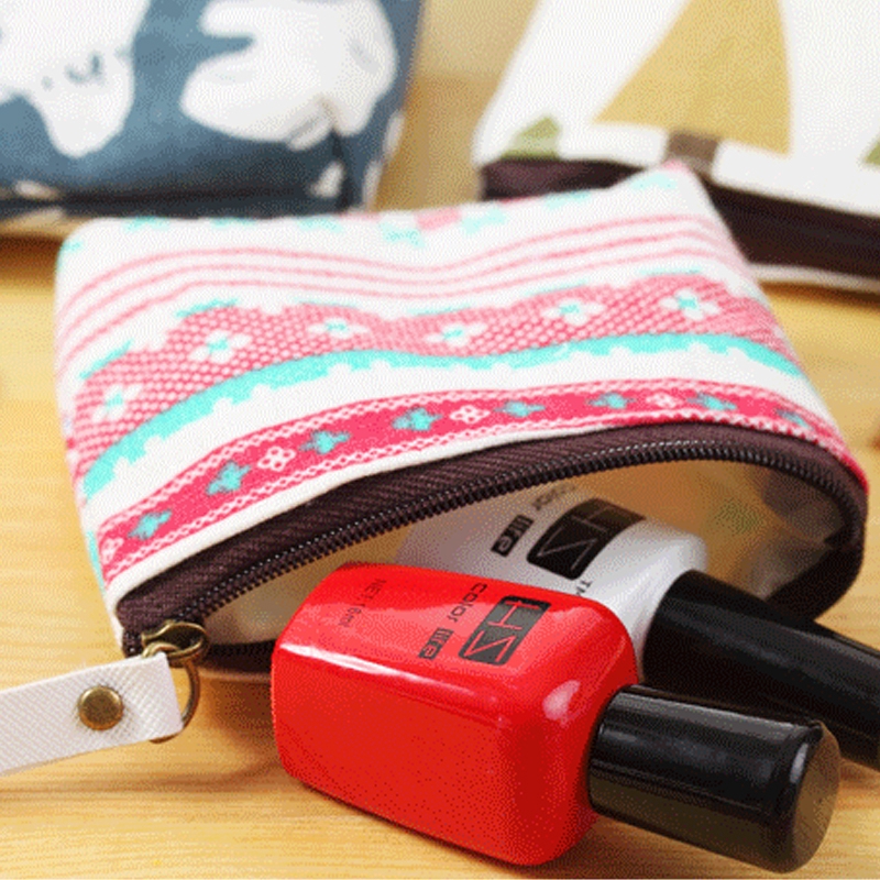 Ví canvas đựng tiền xu họa tiết hoạt hình phong cách retro