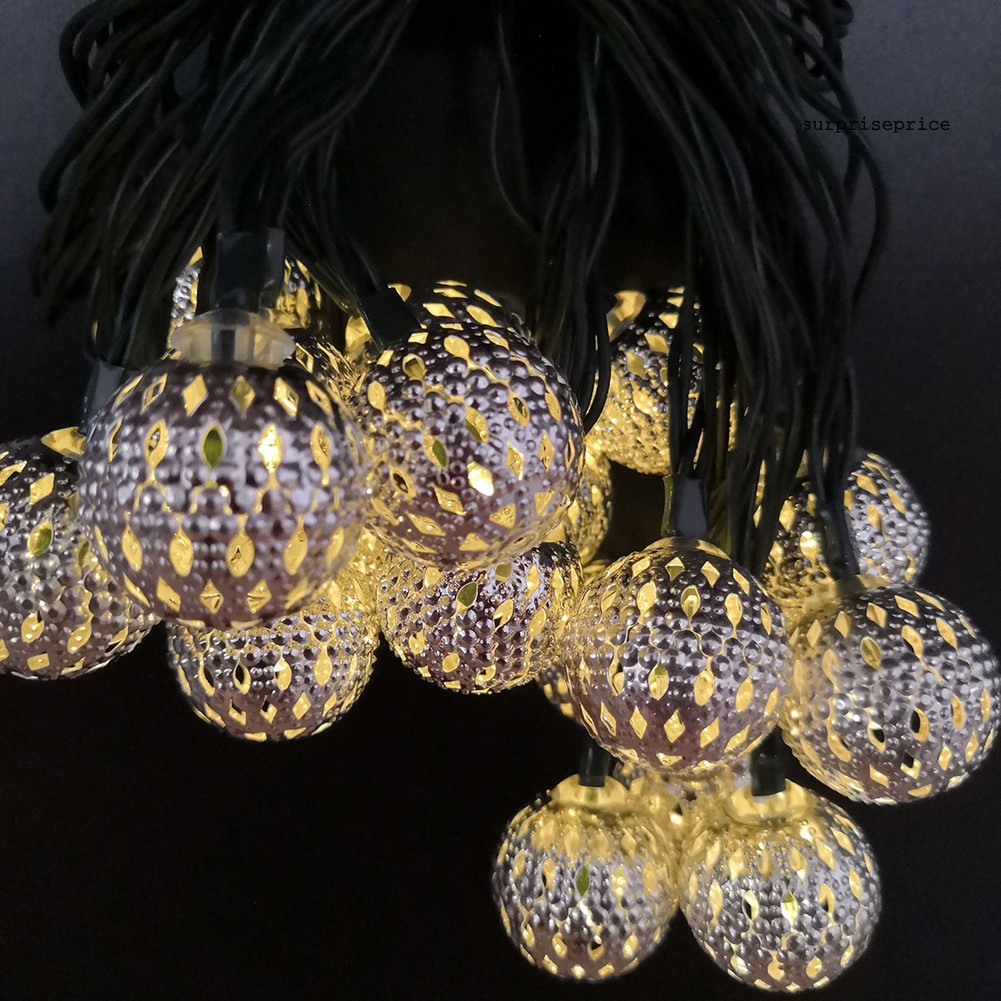 Dải Đèn Led 20 / 40 Bóng Hình Quả Cầu Năng Lượng Mặt Trời Trang Trí Giáng Sinh