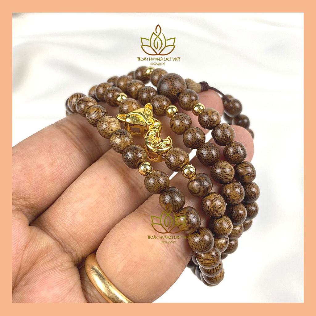 Vòng Tay Trầm Hương Hồ Ly 108 Hạt Charm Bạc 925 6mm/8mm Trầm Tốc Tự Nhiên Cao Cấp Lạc Việt cầu Tình Duyên - Bình An