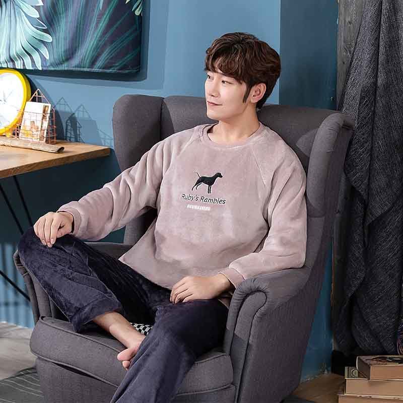 Bộ đồ ngủ chất nhung nỉ dày dặn thời trang thu đông dành cho nam