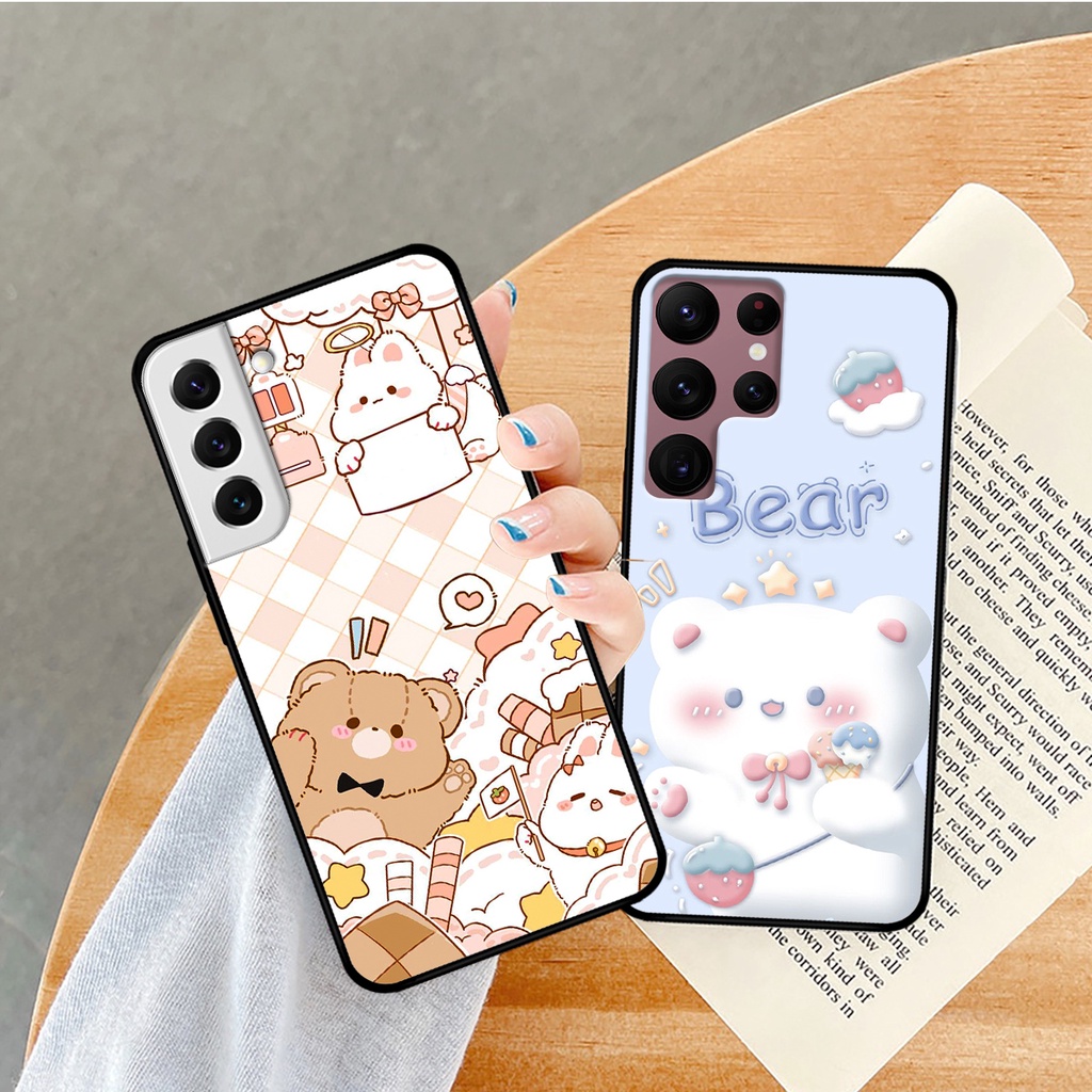 Ốp lưng Samsung S22 - S22 PLus - S22 Ultra - S22+ in hình caro gấu thỏ dễ thương