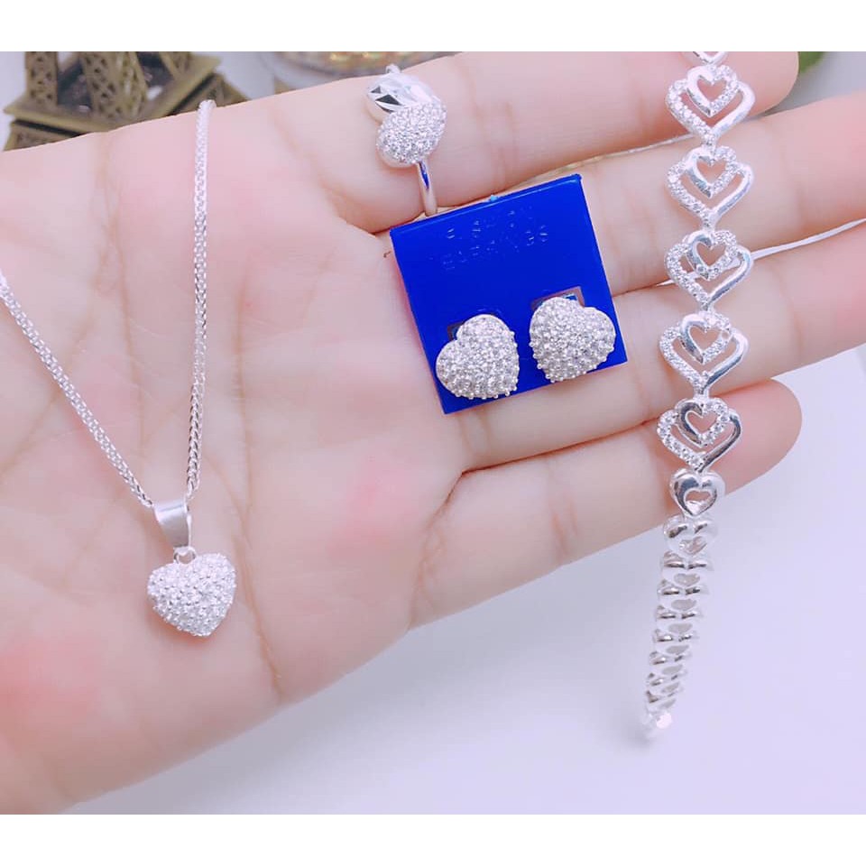 Bộ trang sức bạc nữ trái tim BBN211
