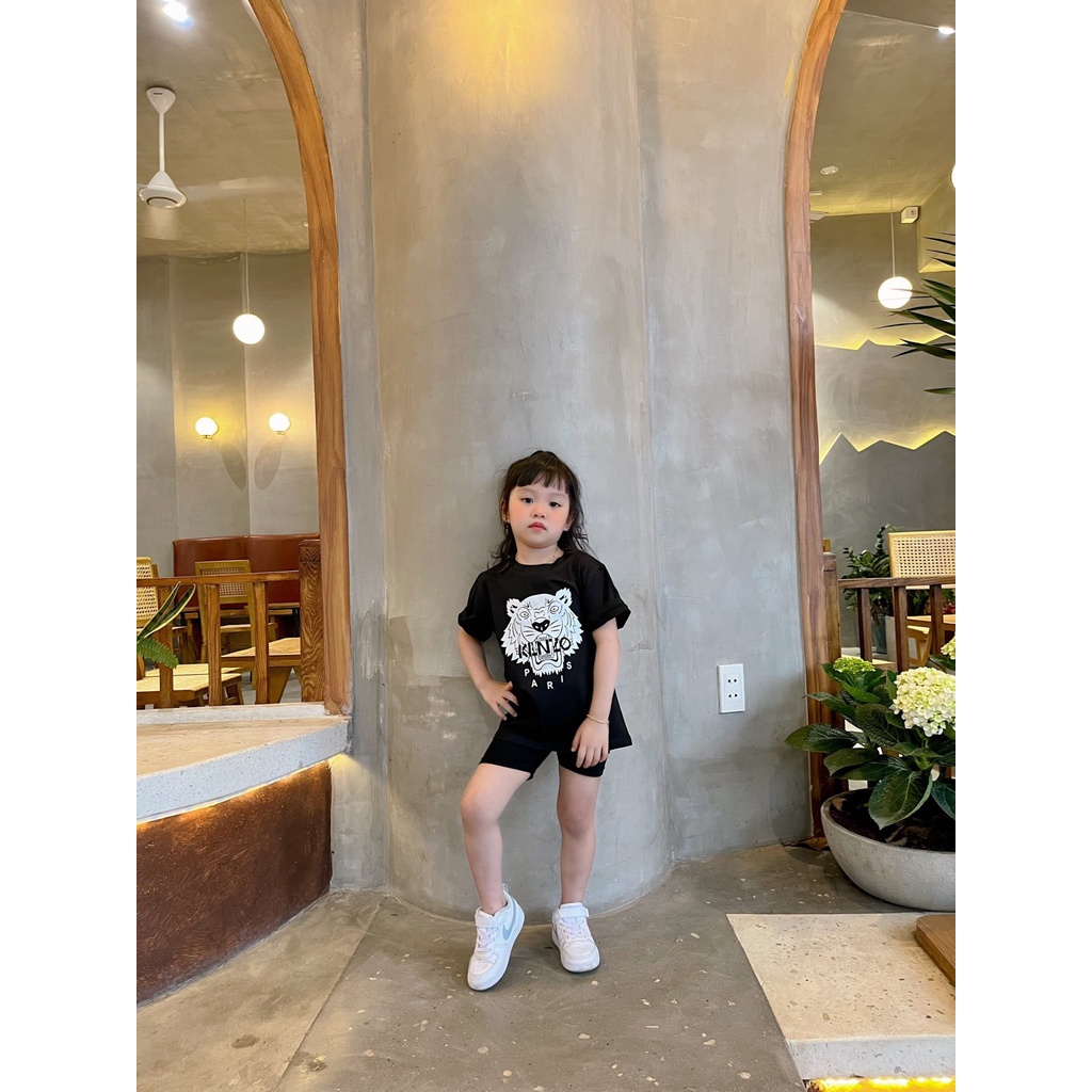 Áo thun tay lỡ kenzo blue sup cho bé , áo phông cotton trẻ em , Kid_genZ