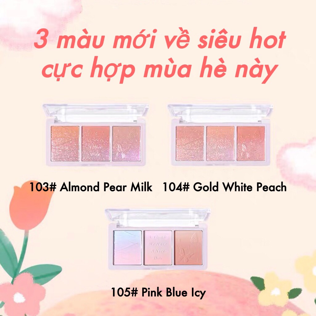 Bảng phấn má hồng 3 màu HOLD LIVE XIAOYUMI Secret Garden Blush Gradient Cheek Purple Blue Tea Holdlive HL461 HLIV61