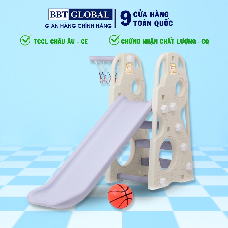 Cầu Trượt Hàn Quốc trẻ em cho bé có ném bóng rổ BBT GLOBAL CHD100