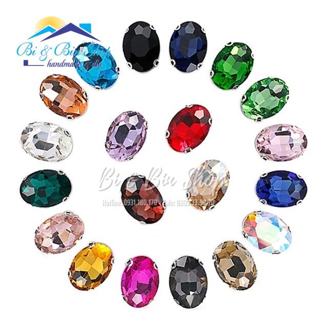 10 Viên Đá Đế Oval 13x18mm Pha Lê Đính Kết Trang Phục Thời Trang, Trang Trí Vương Miện - Bi &amp; Bin Shop