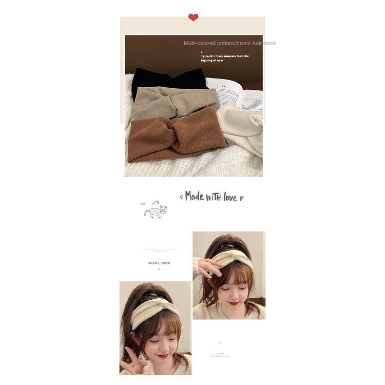 Băng Đô Cài Tóc Vải Lông Thỏ Bản Rộng Phong Cách Hàn Quốc Đơn Giản Thích Hợp Cho Rửa Mặt