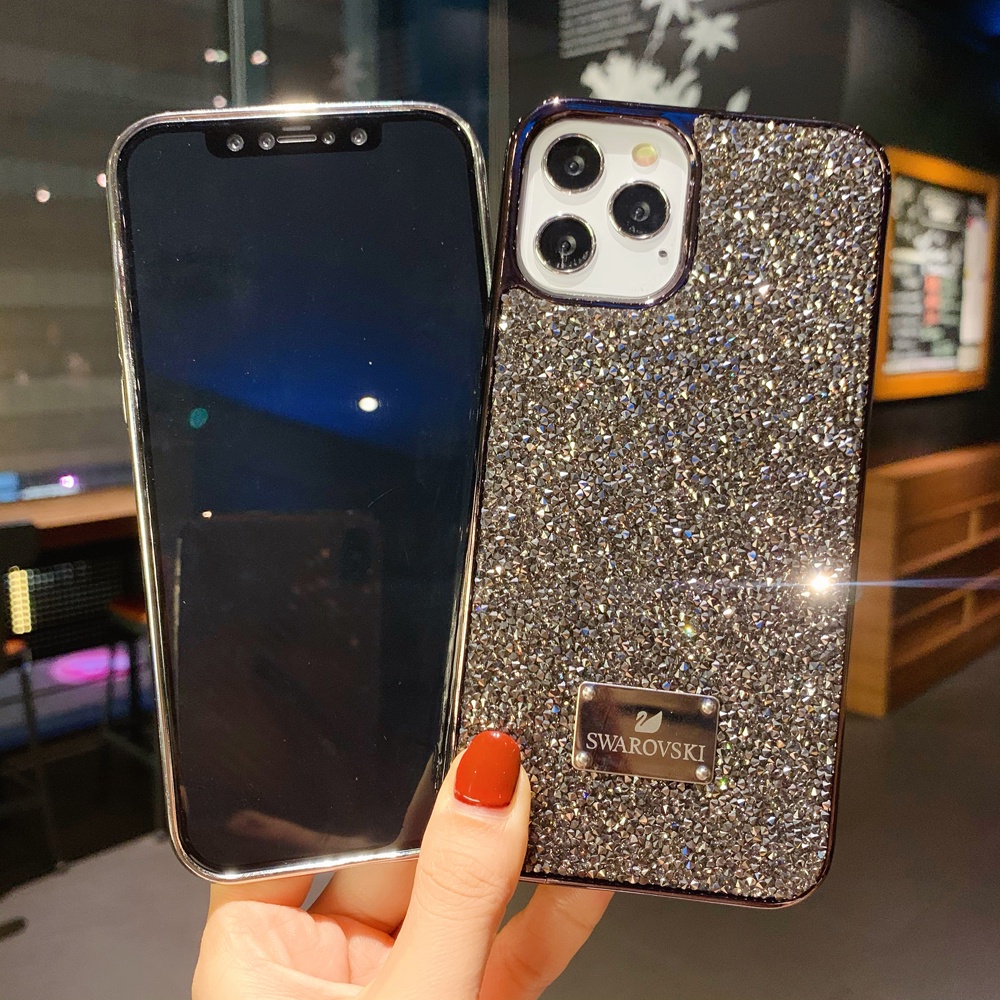 Ốp Điện Thoại Mềm Mạ Kim Cương Chống Sốc Cho iphone 14 13 12 11 pro max xsmax xr x xs 7 8 plus 15promax