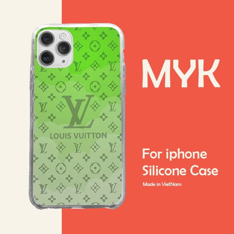 Ốp lưng họa tiết LV Louis Vuitton nền xanh lá cây cho Iphone 5 6 7 8 Plus 11 12 Pro Max X Xr BRD20210011