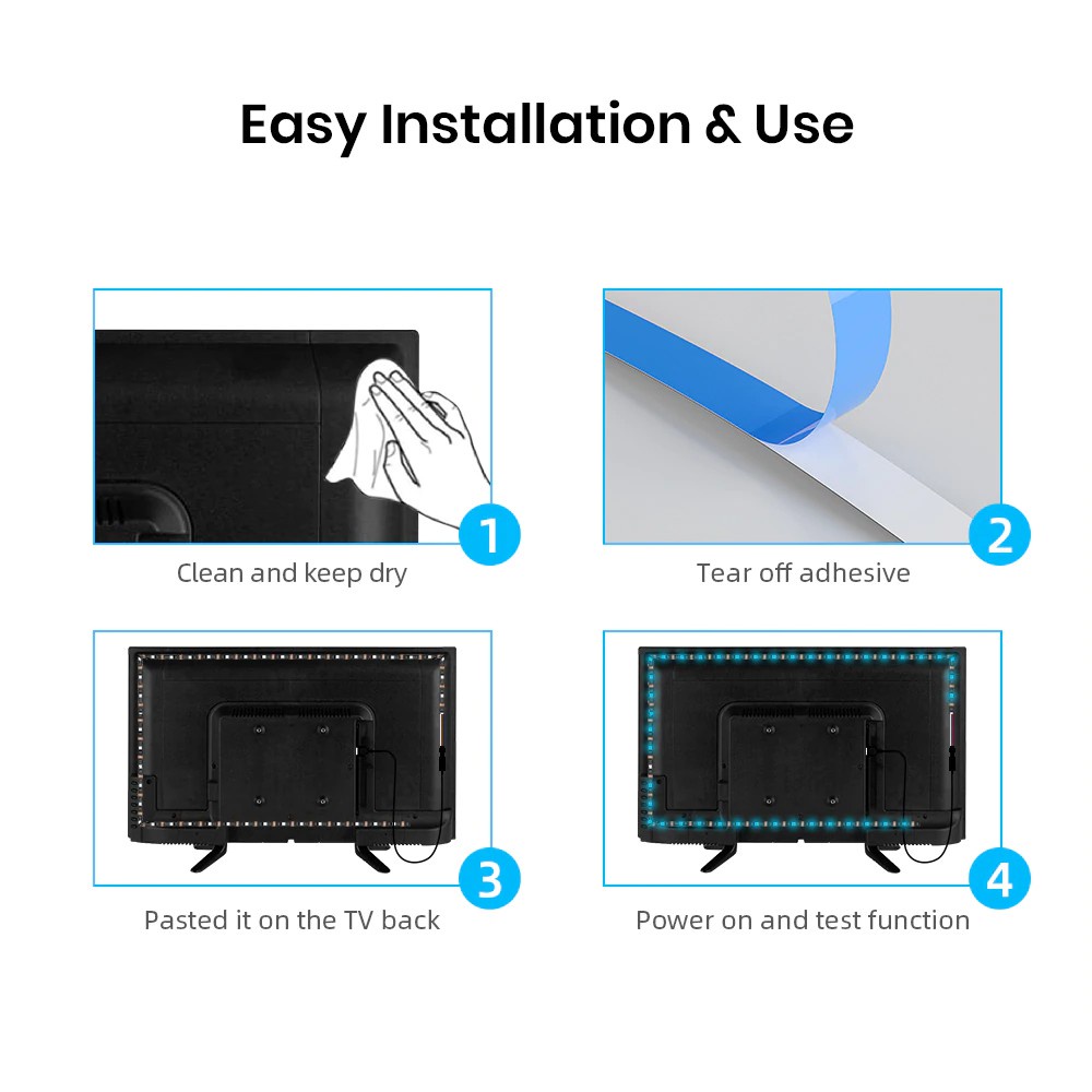 Đèn LED dây Broadlink Light Strip 3M RGB - Kèm remote hoặc điều khiển từ xa qua điện thoại, trang trí tivi, tủ kệ