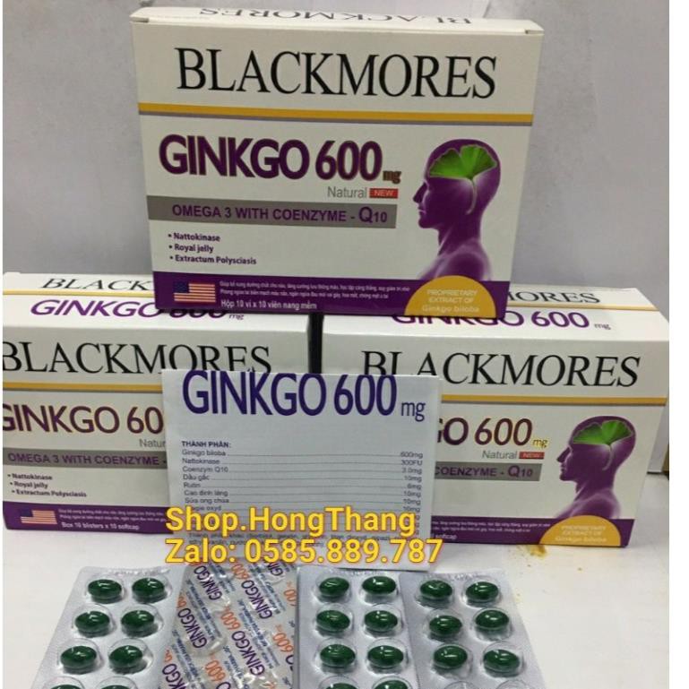 Viên uống hoạt huyết dưỡng não Ginkgo 600mg with coenzyme Q10 BLACKMORES  hộp 100 viên