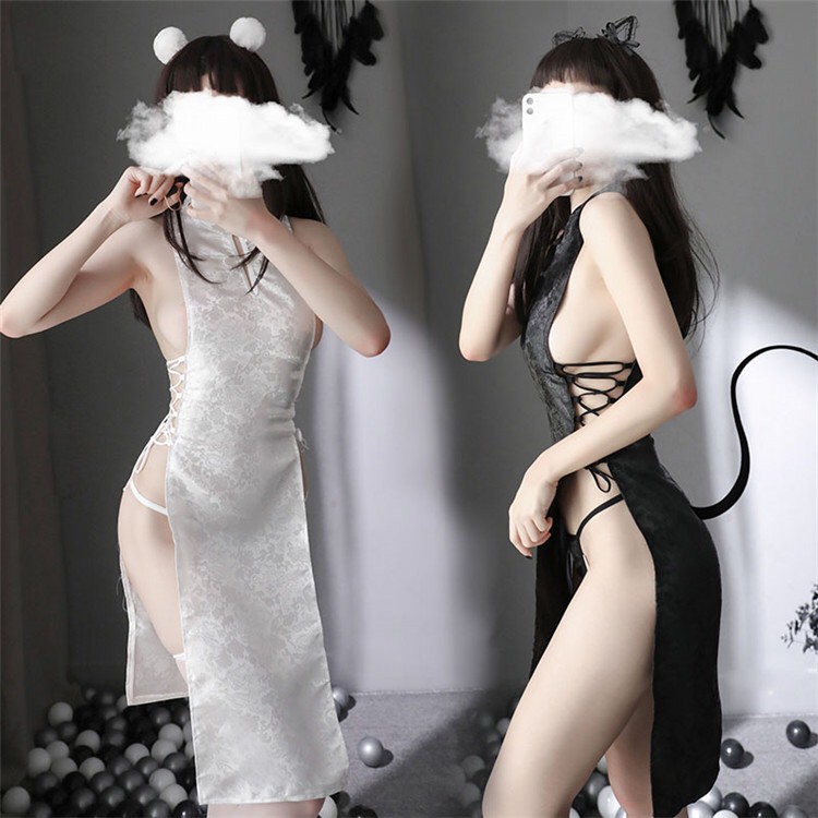 Cosplay sườn xám sexy đan dây hông với màu trắng quyến rũ BT034A | BigBuy360 - bigbuy360.vn