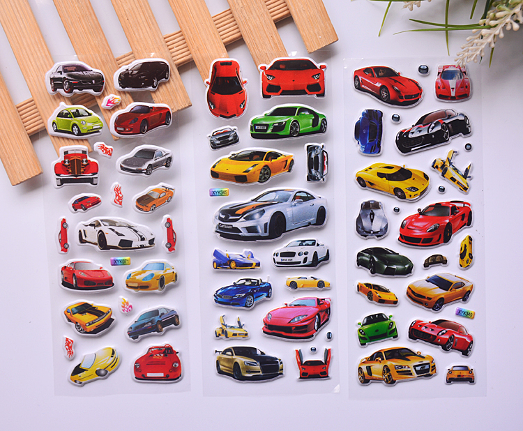 Set 5 tấm nhãn dán Sticker 3D dễ thương hoạt hình ngộ nghĩnh cho bé trang trí album ảnh, nhật kí, đồ vật