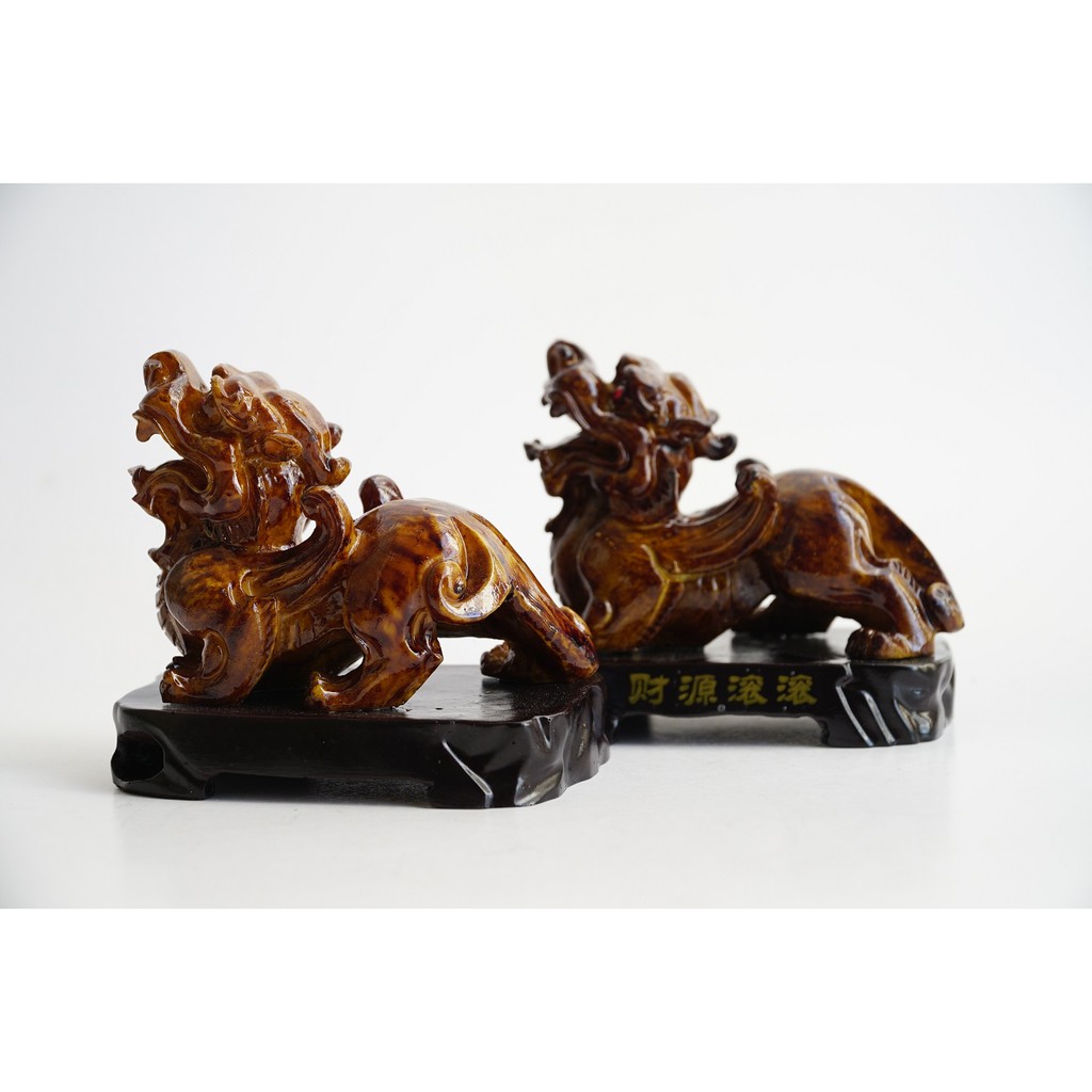 Cặp tượng Tỳ Hưu đá vân gỗ phong thủy tài lộc - Cao 10cm | BigBuy360 - bigbuy360.vn