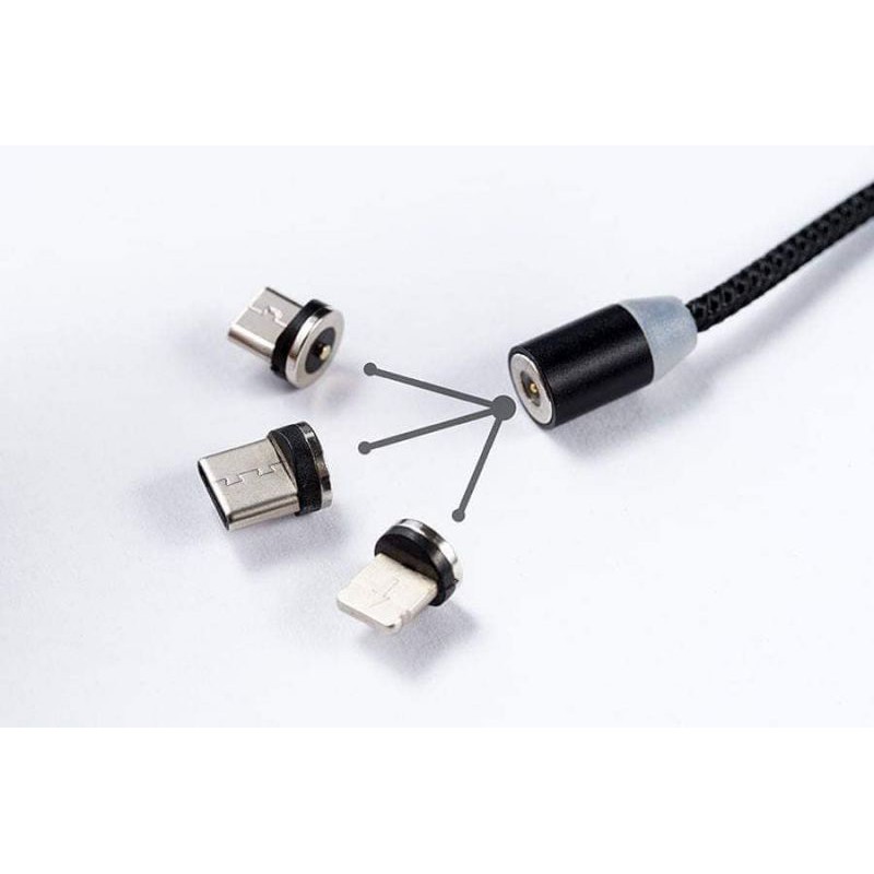 Cáp sạc từ dây dù 3 đầu hít nam châm đa năng 3 in 1-1 dây kèm 3 đầu sạc, dây sạc chắc chắn siêu bền