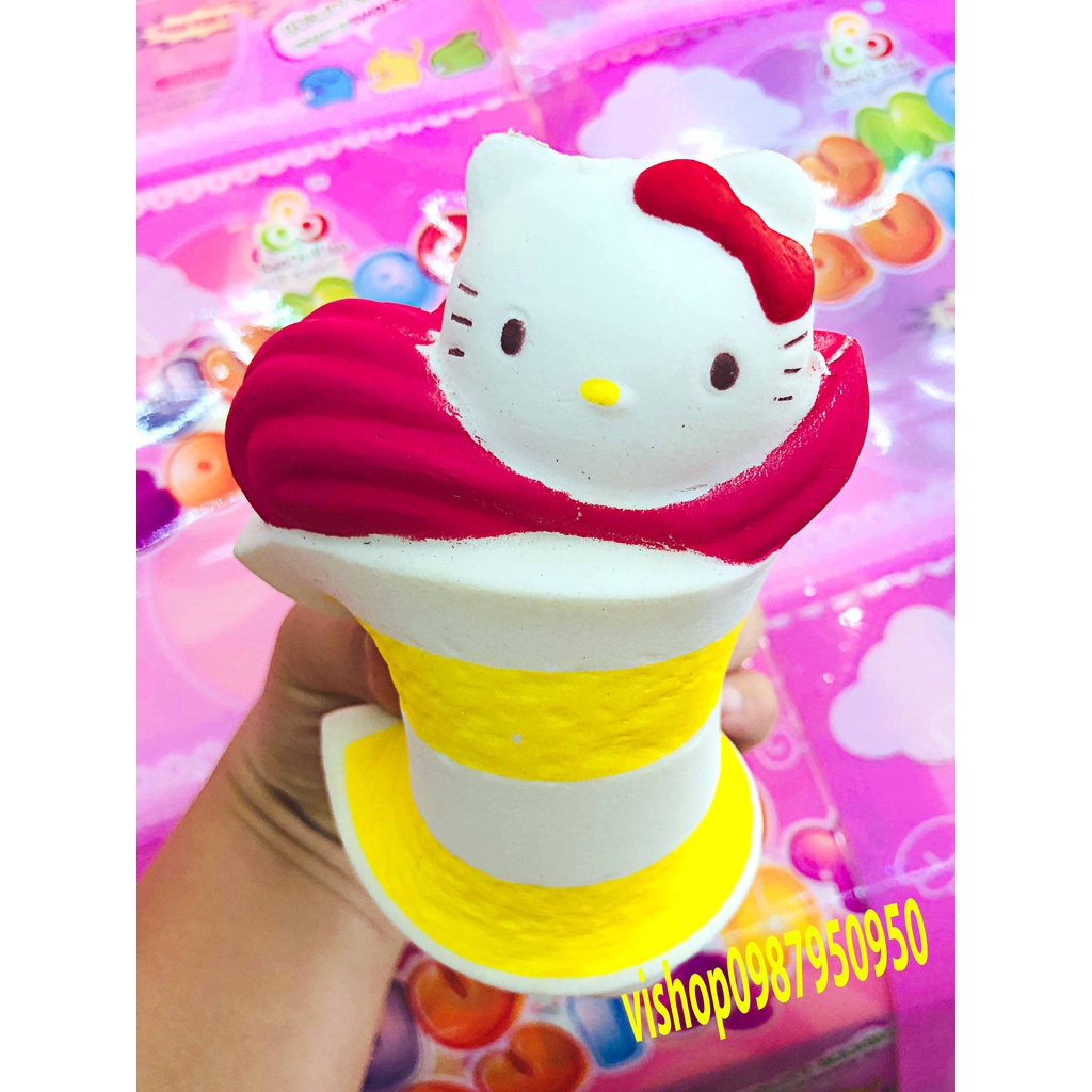 Squishy Lớn Hình bánh kem gato tam giác hello kitty Đồ Chơi Xốp Giảm Stress Hình mềm mịn dễ Thương đàn hồi Cho Bé