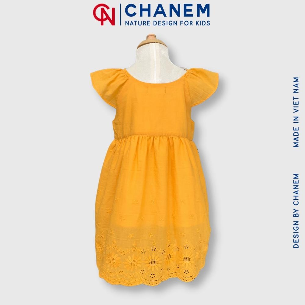 Váy kiểu dáng xòe tay cánh tiên phối ren chân váy thêu, vải thô boi cao cấp, Đầm cho bé gái FAIRY - CHANEM Fashion