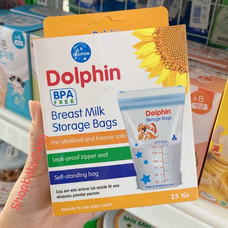 Túi trữ sữa Dolphin (25 túi )-160ml, an toàn ,tiện lợi