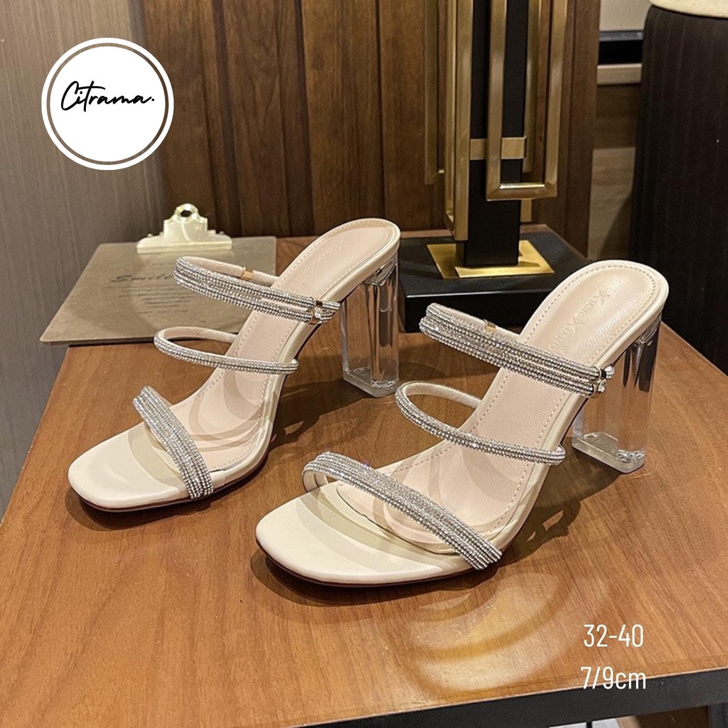GIÀY CAO GÓT ÁNH KIM SIZE NHỎ 32 33 ĐẾ TRONG SUỐT CAO 7/9CM