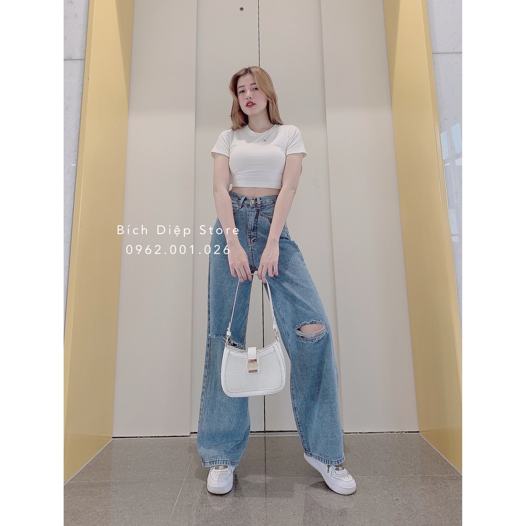 Quần Jean Nữ Ống Rộng Form Culottes Siêu Tôn Dáng - Mã J01