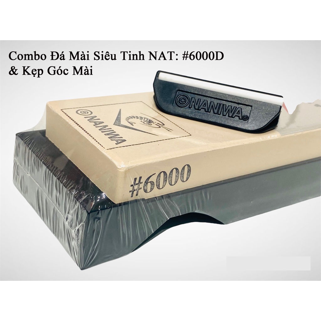 Đá Mài Nhật Bản Naniwa kèm Đế ABS "Mặt Siêu Tinh - Mài Siêu Bén" NAT: #6000D | 185x65x15mm | Độ Sắc Bén Siêu Cao