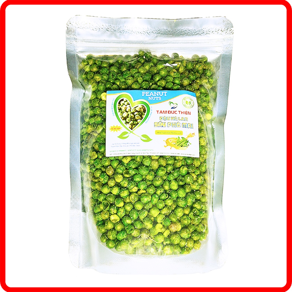 Combo 1KG: Đậu Phộng Rang Tỏi Ớt và Đậu Hà Lan Sấy Phô Mai Tâm Đức Thiện (2 x Túi 500GR)