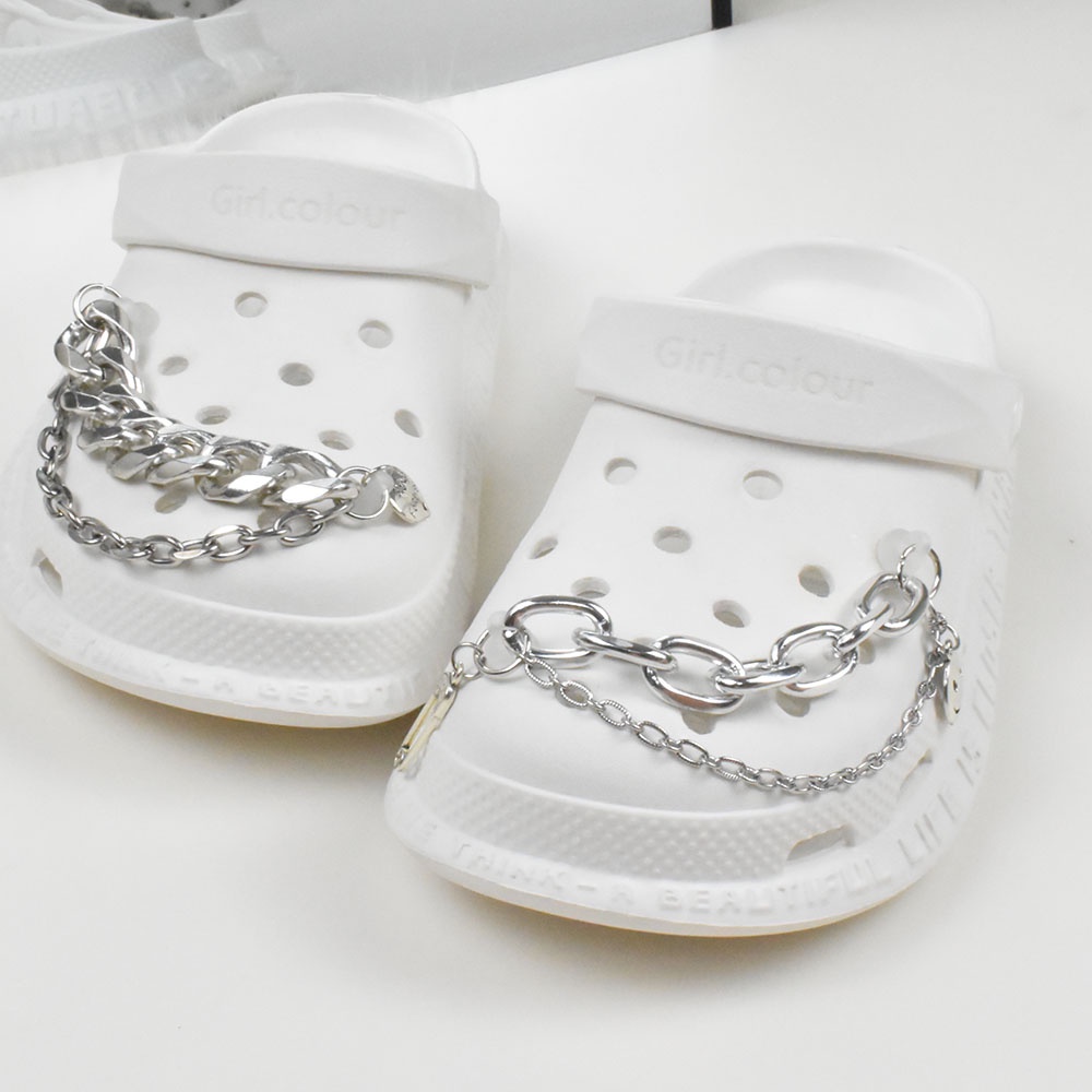 Phụ Kiện Dây Xích Gắn Trang Trí Giày Bằng Kim Loại Kiểu Mặt Trăng Jimbits croc Độc Đáo