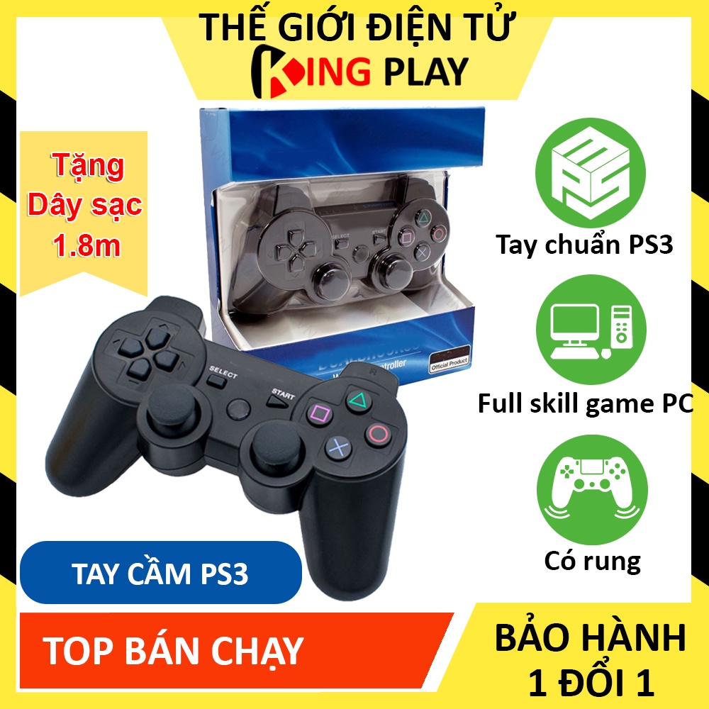 Tay cầm PS3 không dây loại tốt [Tặng kèm dây sạc 1.8m] - Tay cầm chơi game PC Laptop PS3, Full skill PES FO4 all game PC