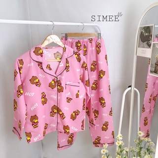 [Loại 1] Bộ Đồ Ngủ Pijama Tay Dài - Quần Dài (Kate)
