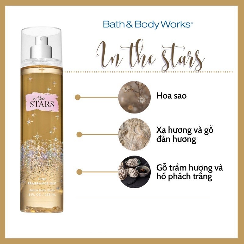 Xịt thơm toàn thân body mist Bath &amp; Body Works 236ML