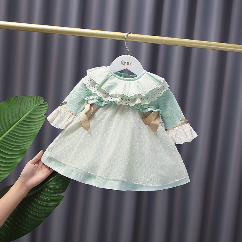 Áo Khoác Dệt Kim Nhún Bèo Cổ Pettiskirt Cho Bé Gái E21318