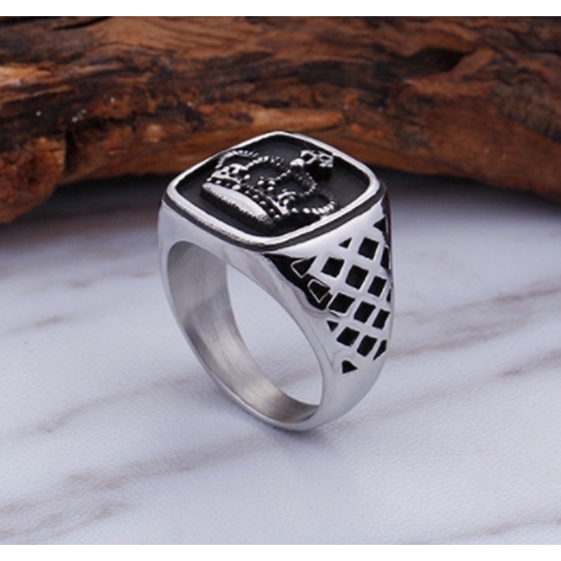 Nhẫn Kim Loại Hình Vương Miện Phong Cách Vintage Cho Nam