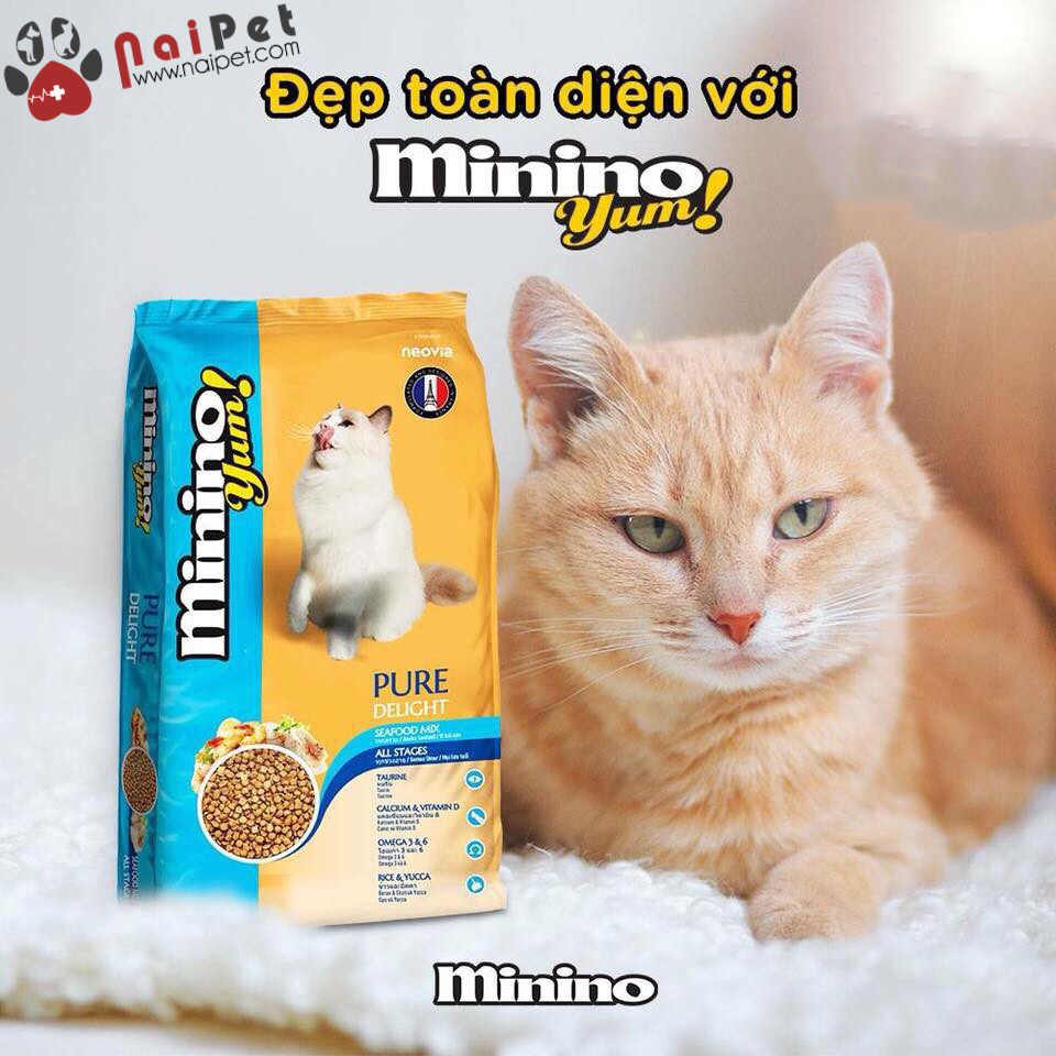 Thức Ăn Hạt Khô Cho Mèo Mọi Lứa Tuổi Vị Hải Sản Seafood Mix Minino yum 1.5kg
