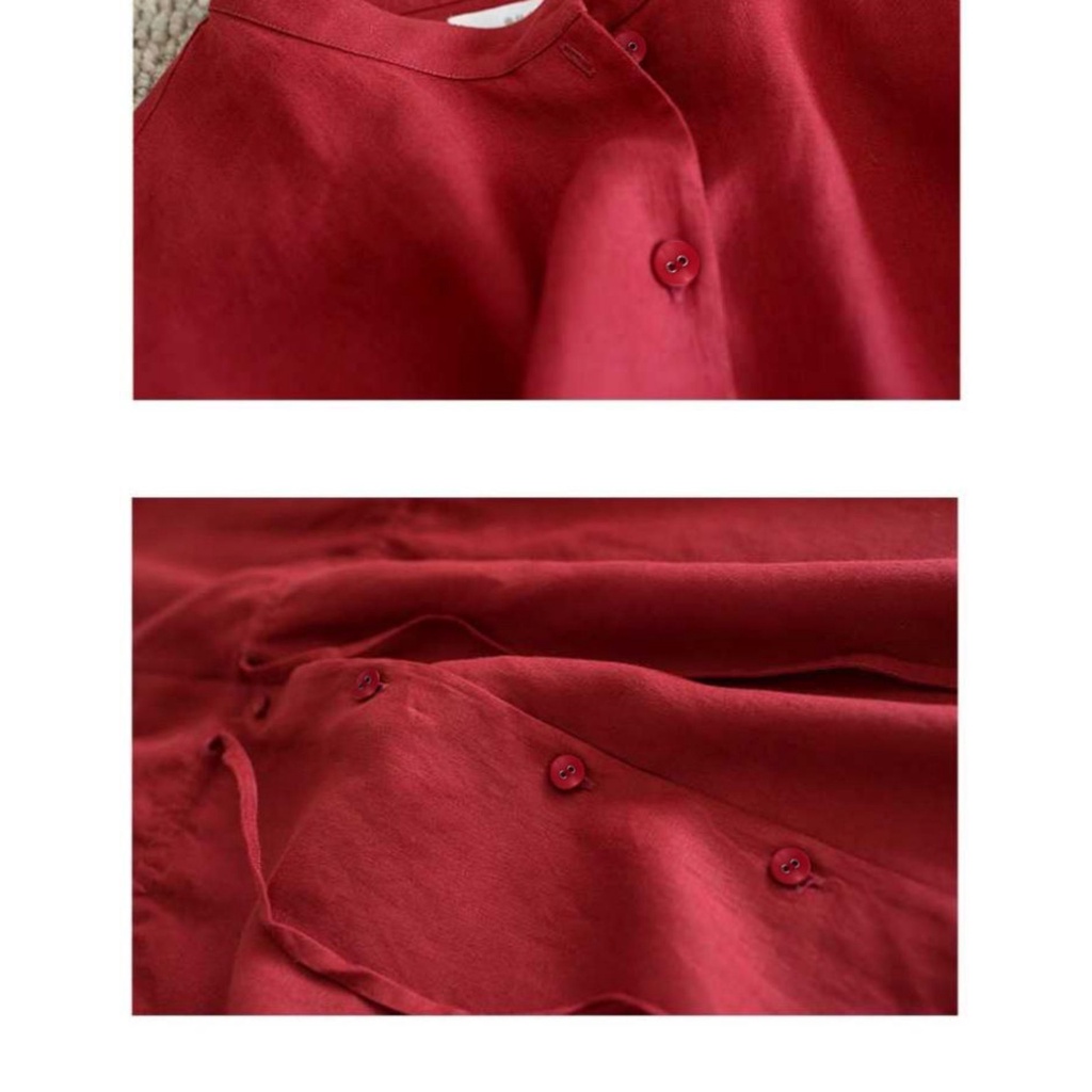 Thương Hiệu Lớn Thương Hiệu Thương Hiệu Ý Đầm Sơ Mi Vải Lanh Cotton Hàng Châu Âu Đơn Giản Cho Nữ