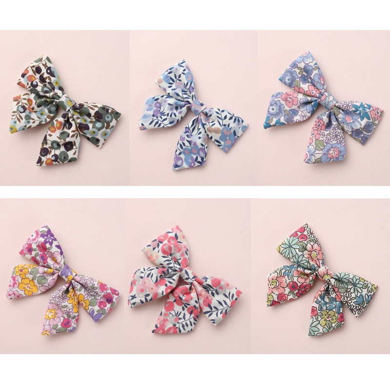 Kẹp Tóc Nơ In Họa Tiết Hoa Xinh Xắn Cho Bé Gái