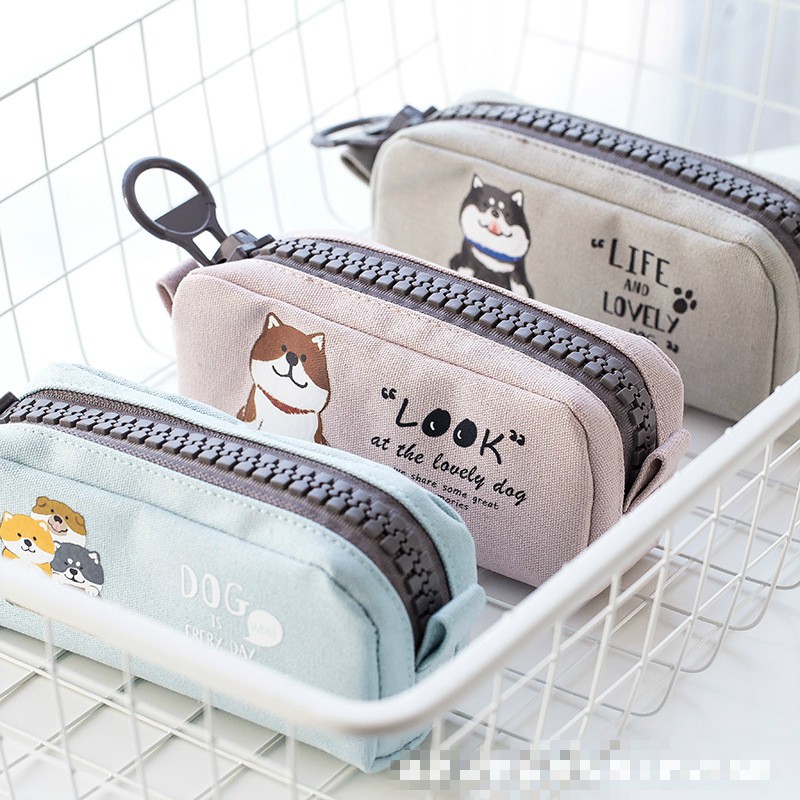 Pencil Bag Stationery Bag Pencil Box Multi Color Big Zipper Canvas Pen Bag Student Use Stationery Bag Creative Cute Simple Large Capacity Pencil Bag Korean Fashion Universal Square pen bag