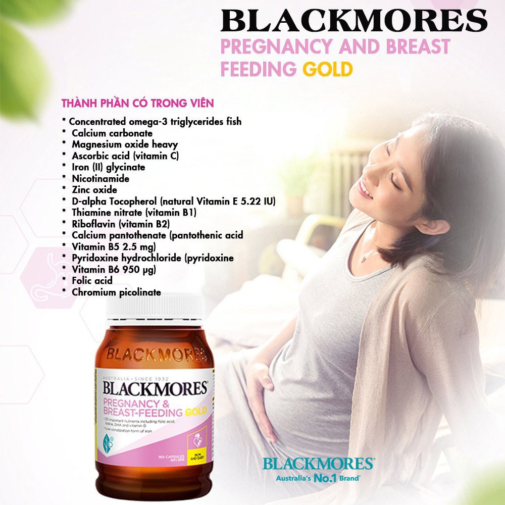 Vitamin tổng hợp cho bà bầu Pregnancy And Breast Feeding Gold Blackmores Úc 60 viên