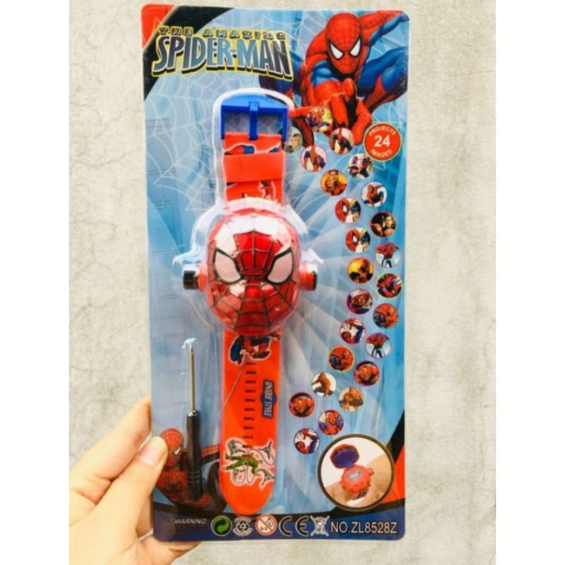 Đồng hồ siêu nhân nhện/chiếu đèn 3D cho bé