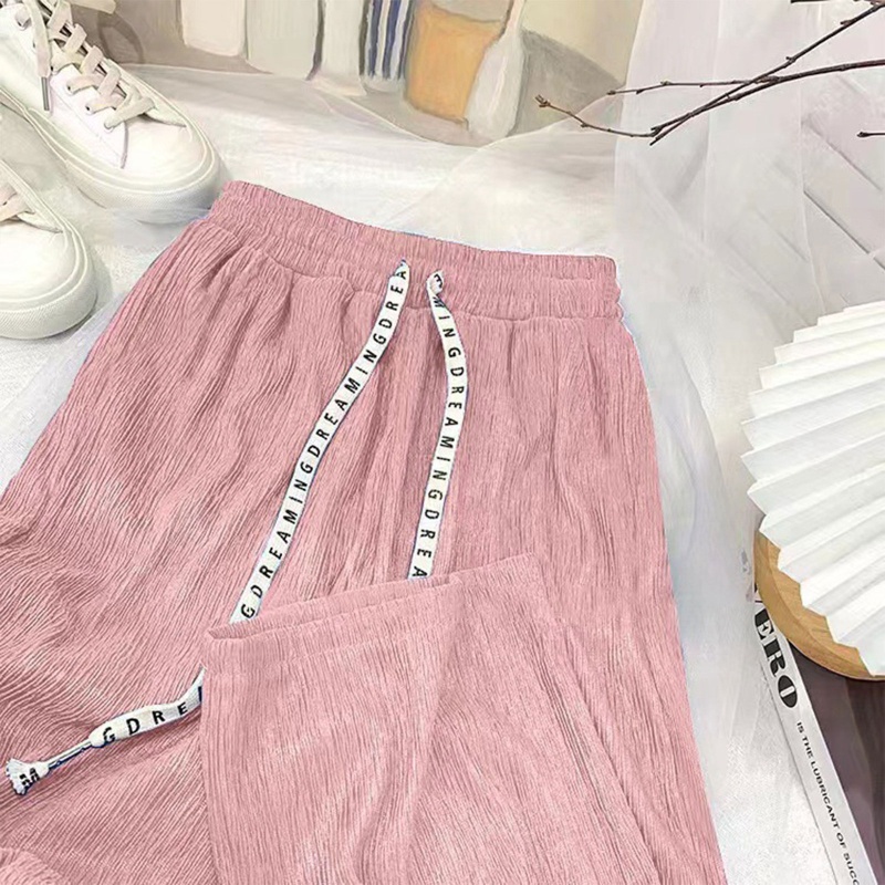 Quần Dài Lưng Cao Ống Rộng In Chữ Thời Trang Màu Sắc Đơn Giản Cho Nữ