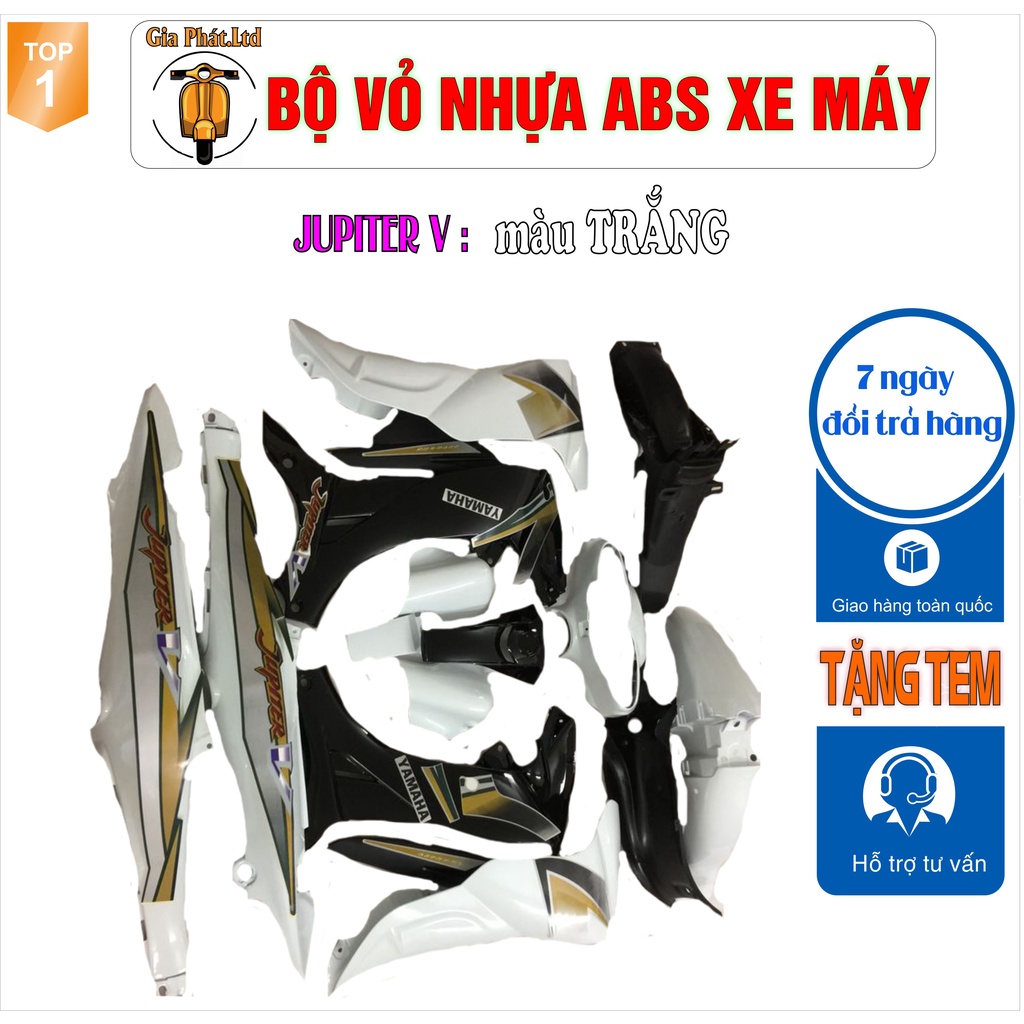 Bộ nhựa áo xe JUPITER V nhựa ABS cao cấp màu TRẮNG_SPP-2099
