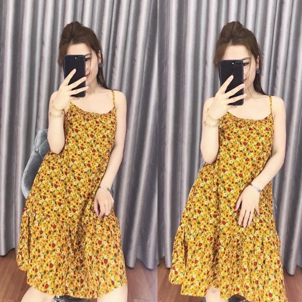 Xả Hàng Đầm Bầu 2 Dây Buộc Quai Vải Lanh mềm mịn mát Dáng Xòe Đuôi cá VL1
