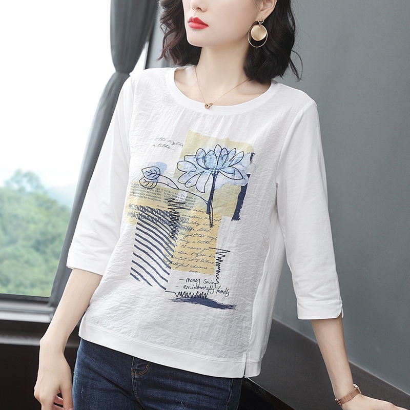 Áo Thun Tay Ngắn Thời Trang Cho Phụ Nữ Trung Niên