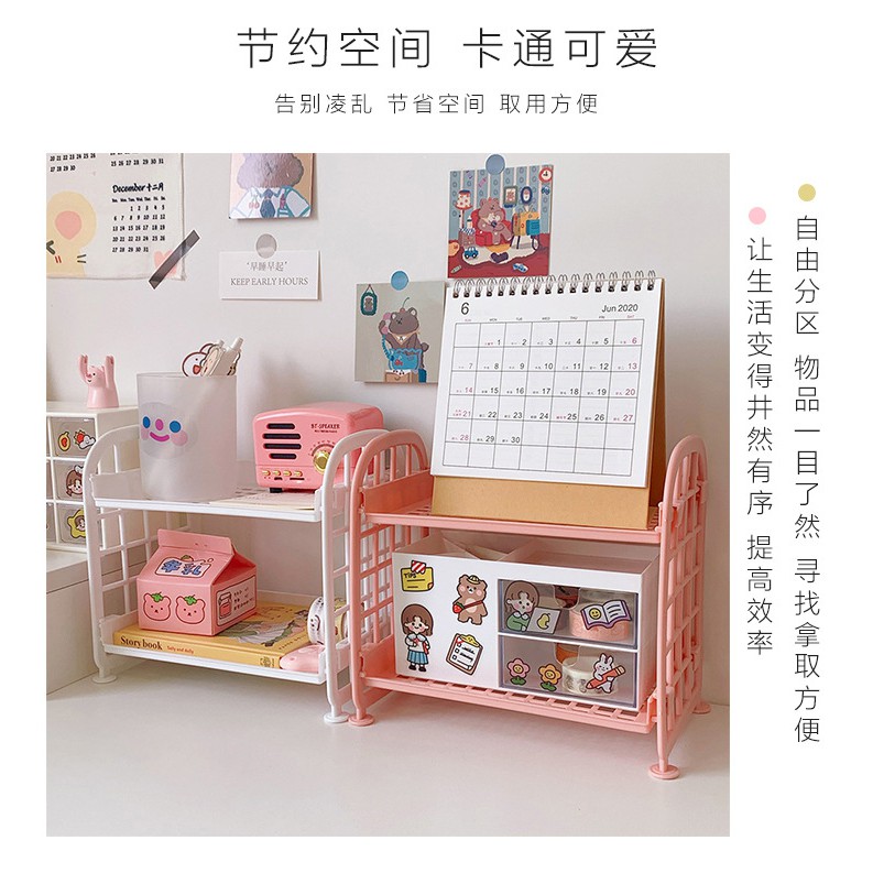 KỆ NHỰA MINI ĐỂ BÀN 2 TẦNG ULZZANG - KỆ NHỰA TIỆN LỢI