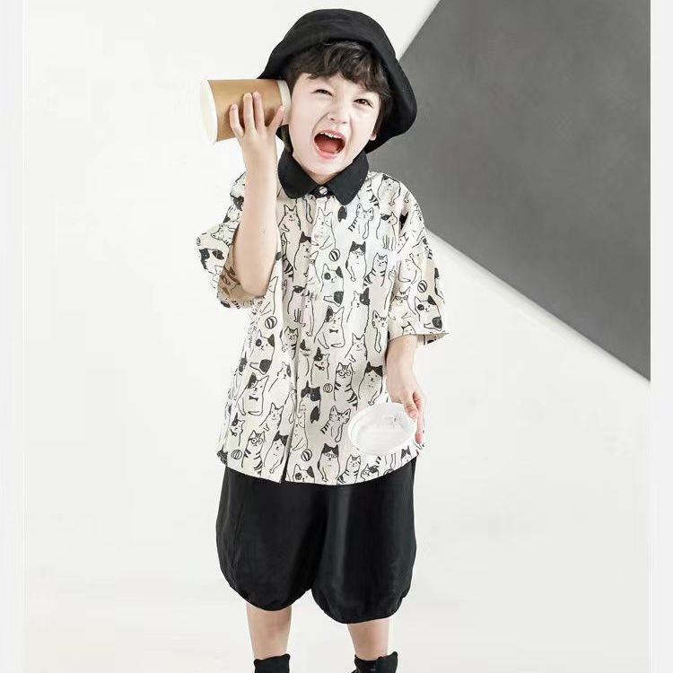 Áo Sơ Mi Ngắn Tay Họa Tiết Kẻ Sọc Thời Trang Mùa Hè Hàng Mới Dành Cho Bé Trai