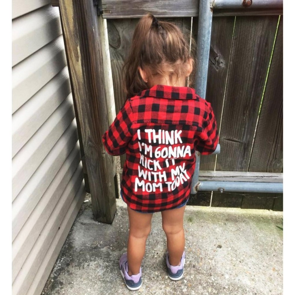 ✸ღ✸Unisex Toddler Kids Baby Girls Printed Plaid Shirt Long Sleeve Tops Casual Clothes