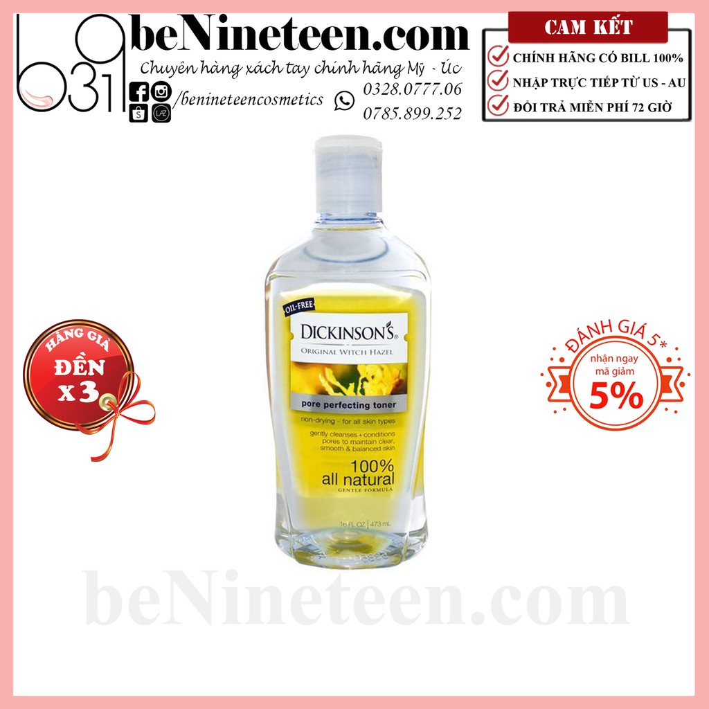 [SALE 50%] Nước Cân Bằng Dickinson's Original Witch Hazel Pore Perfecting Toner 473ml [SeeMe Beauty]