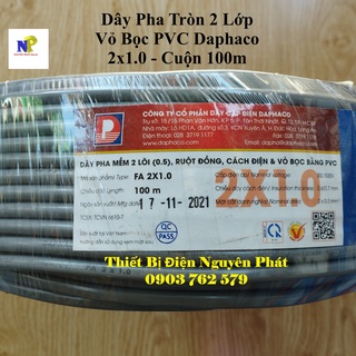 [DAPHACO] Dây Điện Đôi 2x1.0 - Cuộn 100 Mét Dây Pha Tròn Xám 2 Lớp Vỏ Bọc PVC