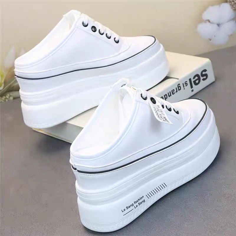 Sục độn đế cao 10cm dáng thể thao siêu nhẹ sẵn trắng 35 36 37 38
