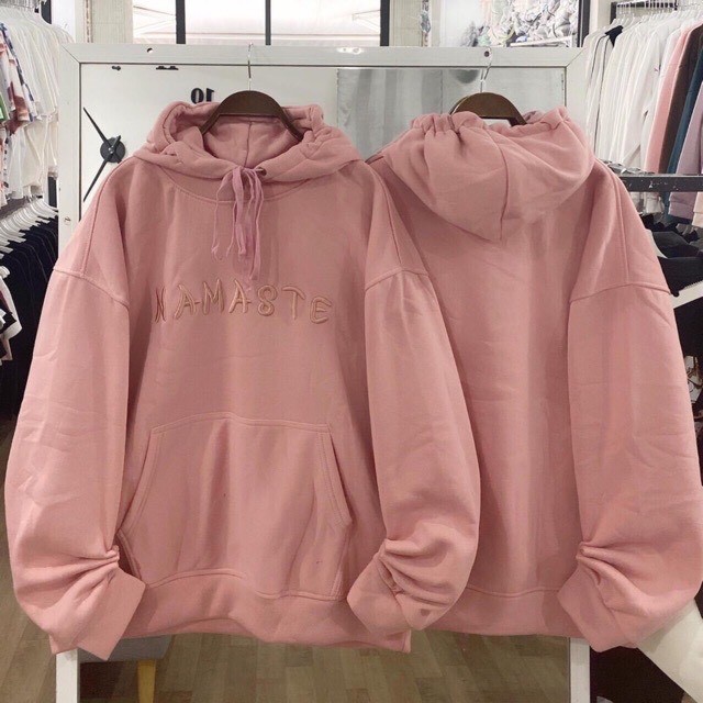 Áo Hoodie Nỉ Bông Thêu NAMASTE Chữ Nổi Tay Phồng Unisex Nam Nữ Form Rộng( Ảnh thật ) Ulzzang